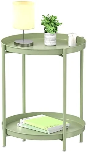 EKNITEY End Table,Folding Metal Side Table Waterproof Small Coffee Table Sofa Side Table With Removable Tray For Living Room Bedroom Balcony And Office - Image 9