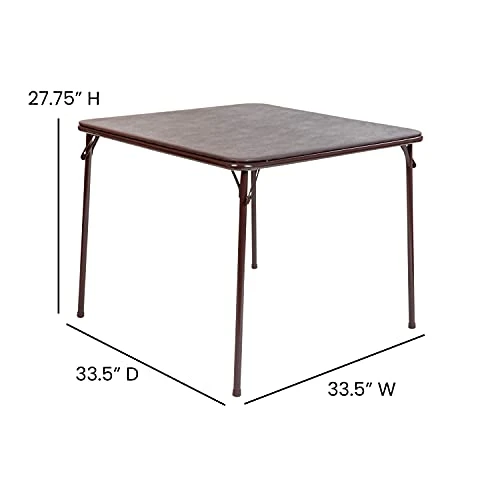 EMMA + OLIVER Brown Foldable Card Table With Vinyl Table Top - Game Table - Portable Table - Image 2