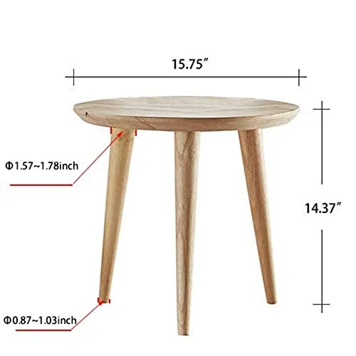 WoodShine Side Table Small Round Solid Wood Sofa Table End Tables Accent Nesting Coffee Table Natural(H:14.37inch) - Image 5