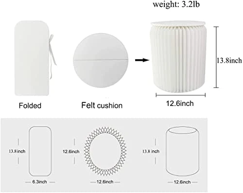 Flower Piggy And Baby Bear White Creative Design Paper Stool -Folded Like A Book For Space Saving-Foot Stool Rest, Extra Seat For Living Room Foldable To Carry (11 Inch) - Image 2