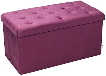 B FSOBEIIALEO Storage Ottoman Cube, Velvet Tufted Folding Ottomans With Lid, Footstool Rest Padded Seat For Bedroom (Pink, Medium) - Image 14