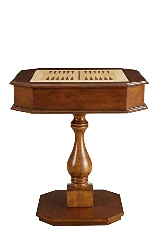 Bishop Game Table, Work Desk Multi-Functional Table Dining Table With 2 Storage Drawers, Reversible Game Tray & Pedestal Base, 3-in-1 Chess Table, Backgammon Table, Cherry - Image 2