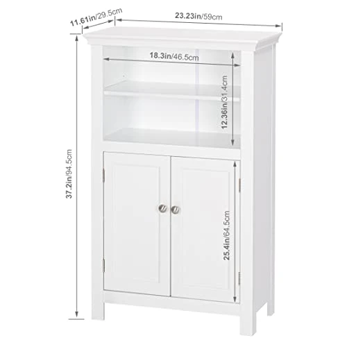 UTEX Bathroom Floor Cabinet,Free Standing Storage Cabinet,Wood Storage Organizer For Bathroom, Bedroom, Living Room,White - Image 5