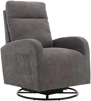 Caroun Swivel Rocking Chair Modern Style Rocking Chairs With One Left Bag And Upholstered Swivel Glider For Nursery Beige (Beige) - Image 6