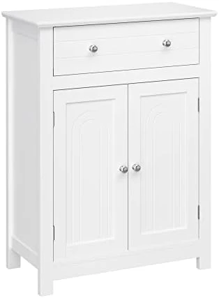 VASAGLE Bathroom Storage Cabinet Free Standing, With Drawer And Adjustable Shelf, Kitchen Cupboard, Wooden Entryway Storage Cabinet, 23.6 X 11.8 X 31.5 Inches, White UBBC61WT - Image 7