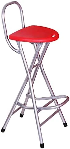 YQ WHJB Folding Bar Stool Portable Simple Bar Chair High Chair Chair Stool Blue Red Dining Chair Armchair Thick Adult Chair Household For Indoor And Outdoor Chair (Red) - Image 7