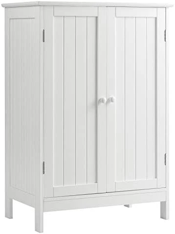 Tangkula Bathroom Floor Cabinet, Freestanding Storage Cabinet With Double Doors And Shelf, Modern Home Furniture, Wooden Home Organizer For Living Room, Bathroom Storage Cabinet, White - Image 10