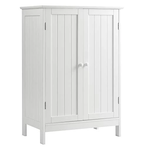 Tangkula Bathroom Floor Cabinet, Freestanding Storage Cabinet With Double Doors And Shelf, Modern Home Furniture, Wooden Home Organizer For Living Room, Bathroom Storage Cabinet, White