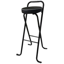 ZYLEDW Folding Bar Stool, Portable Folding Stool Chair Heavy Duty, Indoor Tall Bar Stools With Handle, 300 Lbs Capacity ( Color : Black-A , Size : 30in-1Pcs )