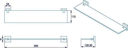 Croydex QM441441 Flexi-Fix Chester Glass Shelf, Silver, 54 X 590 X 134mm - Image 6