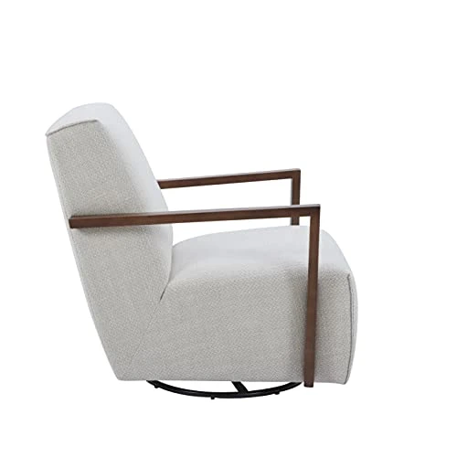 Amazon Brand – Rivet Contemporary Upholstered Glider Accent Chair With Wood Arms, 30.3"W, Stucco - Image 3