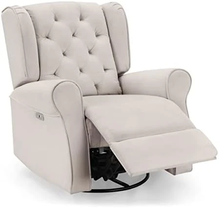 Delta Children Emmie Electronic Power Recliner And Swivel Glider With USB Port In LiveSmart Performance Fabric - Water Repellent & Stain Resistant, Linen Velvet - Image 9