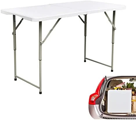 Gnomiya Folding Tables, Portable Folding Card Table Indoor Outdoor Heavy Duty Fold-in-Half Plastic Foldable Dining Table W/Handle, Lock For Picnic, Party, Camping(4ft) - Image 7