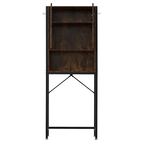 Elesuli Over The Toilet Storage Cabinet Space-Saving Bathroom Oragnizer Shelf Toilet Storage Rack Double Door Bathroom Storage Organizer Toilet Rack With Adjustable Feet - Image 6