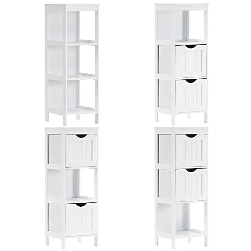 Reettic Narrow Bathroom Storage Cabinet With 3 Removable Drawers, DIY, Free Standing Side Storage Organizer For Bedroom, Living Room, Entryway, 11.8" L X 11.8" W X 35" H, White BYSG102W - Image 3
