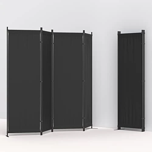 Morngardo Room Divider Folding Privacy Screens 4 Panel Partitions 88" Dividers Portable Separating For Home Office Bedroom Dorm Decor (Black) - Image 2