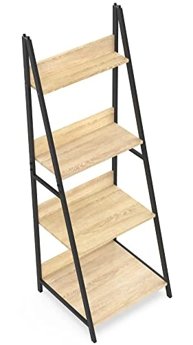 SpringSun 4-Tier Ladder Shelf, Wood Plant Flower Stand Storage Rack Shelf Steel Frame For Office And Home - Image 5