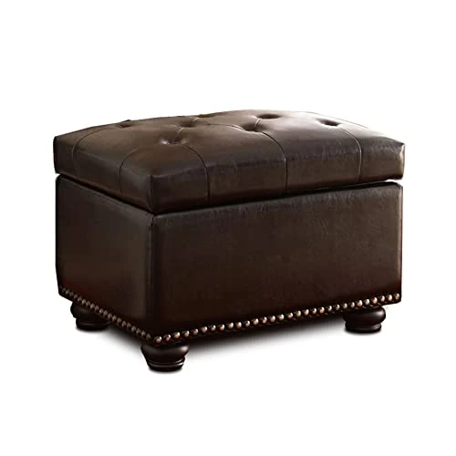 Convenience Concepts Designs4Comfort 5th Avenue Storage Ottoman, Espresso Faux Leather