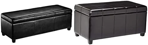 FIRST HILL FHW Madison Rectangular Faux Leather Storage Ottoman Bench, Large, Espresso Brown - Image 8