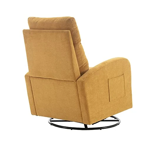 HomSof Rocker Recliner, Polyester Rocking Nursery, Modern Lounge Chair For Living Room, One Size, Yellow Swivel Glider - Image 3