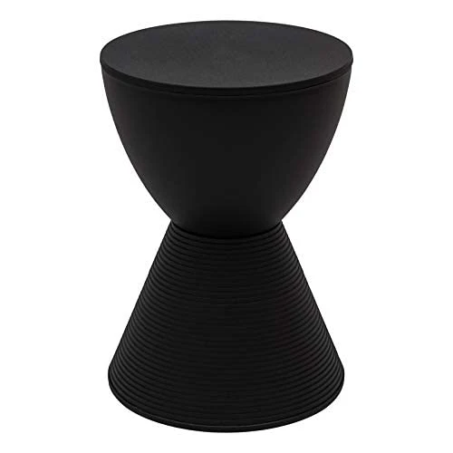 LeisureMod Modern Boyd Side Table Indoor And Outdoor Use, 16.75" H X 11.75" W X 11.75" D (Black)