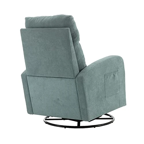 Suwoic Swivel Glider For Nursery, Retro Style Rocking Chair, Living Room, Bedroom, Light Blue - Image 2