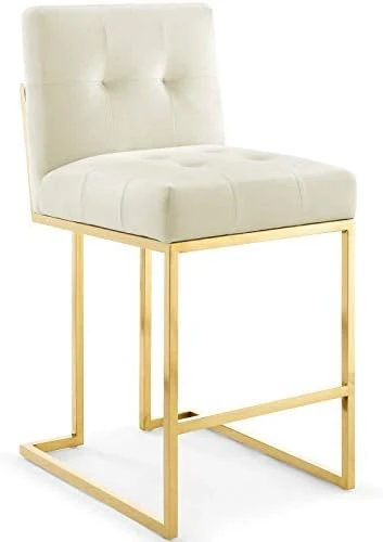 Modway Privy Gold Stainless Steel Performance Velvet Counter Stool, Navy - Image 11