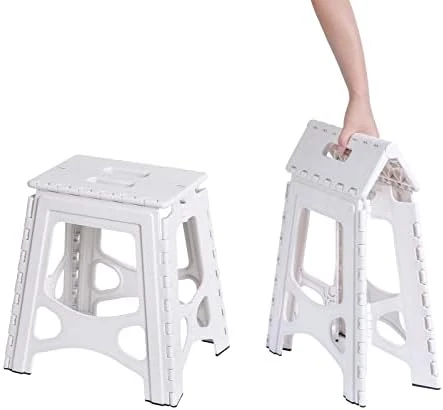 SHIMOYAMA Folding Step Stool 15IN Tall Plastic Foldable Step Stool For Camping Picnic And Home, 1 Pack, Collapsible Stool For Adults, White - Image 9