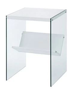 Convenience Concepts SoHo End Shelf Table, White/Glass