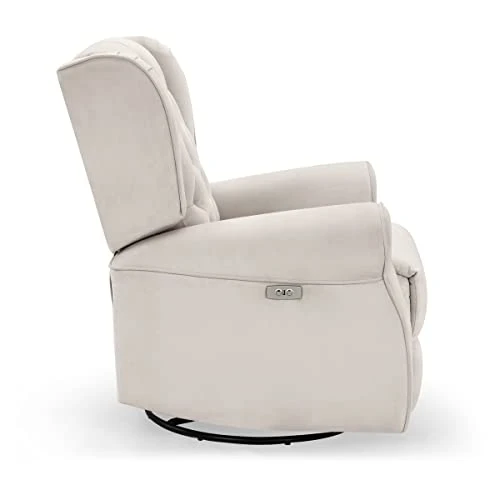 Delta Children Emmie Electronic Power Recliner And Swivel Glider With USB Port In LiveSmart Performance Fabric - Water Repellent & Stain Resistant, Linen Velvet - Image 7