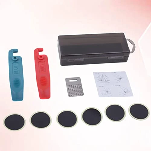 CLISPEED Tool Box Set Tool Box Set Rapair Multi-Function Kit Cycling Lever Tyre Patch Changing Bike Re Tool Tools Ra For Mountain Rasp Home Tire Black Shop Patch Kit Patch Kit - Image 4