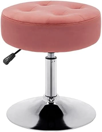 Fefances Pink Vanity Stools Modern Velvet Round Ottoman Makeup Stool Vanity Chair Bathroom Chairs For Vanity Swivel Seats With Height Adjustment Chair - Image 7