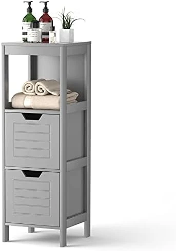 Hysache Bathroom Floor Cabinet, Standing Storage Cabinet With 2 Adjustable Drawers, Open Shelf, Multifunctional Side Organizer Unit For Bathroom, Living Room, Small Spaces (Coffee) - Image 7