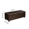 FIRST HILL FHW Madison Rectangular Faux Leather Storage Ottoman Bench, Large, Espresso Brown