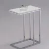 White Finish Chrome Snack Side End Table