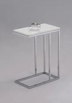 White Finish Chrome Snack Side End Table