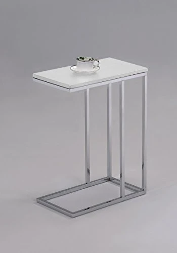 White Finish Chrome Snack Side End Table