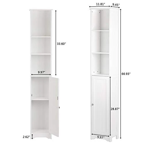 Home Furnishing Plaza FCH One Door & Three Layers Bathroom Cabinet White Floor Cabinet Multifunctional Bathroom Storage Organizer Rack Stand MITPATY - Image 4