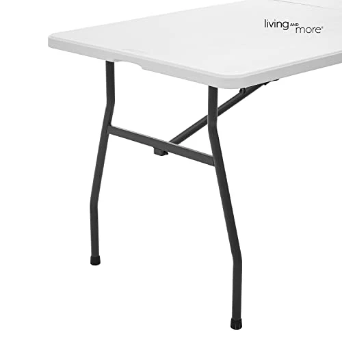 Living And More 6 Foot Fold-in-Half Table With Curve Legs, White - Image 5