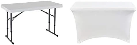 LIFETIME 80160 Commercial Height Adjustable Folding Utility Table, 4 Feet, White Granite - Image 10