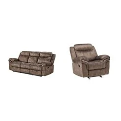 Acme Furniture Zubaida Sofa (Glider & Motion) - - 2-Tone Chocolate Velvet & Zubaida Glider Recliner - - 2-Tone Chocolate Velvet.