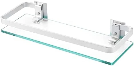 KES Bathroom Glass Shelf Aluminum Tempered Glass 8MM Extra Thick 2 Pack Rectangular 1 Tier Storage Organizer Wall Mount Silver, A4126A-P2 - Image 10