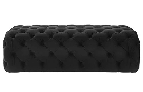 TOV Furniture The Kaylee Collection Modern Style Living Room Jumbo Velvet Upholstered Button Tufted Ottoman, Black - Image 4