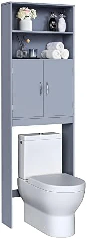 Yaheetech Over The Toilet Storage, Taller Bathroom Organizer Space-Saving Storage Cabinet With Adjustable Shelves And Double Doors, 77 In H, White - Image 8