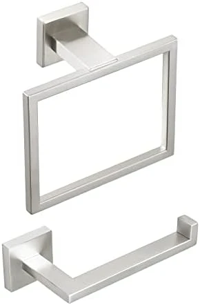 KES Gold Bathroom Hardware Set 2 Pieces, Toilet Paper Holder And Towel Ring Square Wall Mount, SUS304 Stainless Steel Brushed Gold, LA225BZ-22 - Image 9