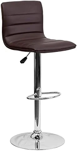 Flash Furniture Modern Burgundy Vinyl Adjustable Bar Stool With Back, Counter Height Swivel Stool With Chrome-Pedestal Base - Image 13