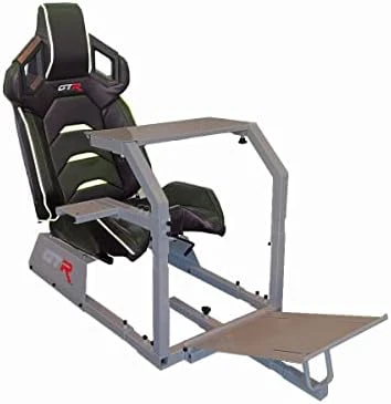 GTR Simulator GTA Model Silver Frame With Adjustable Black Red Leatherette Racing Seat Racing Driving Gaming Simulator Cockpit Chair - Image 7
