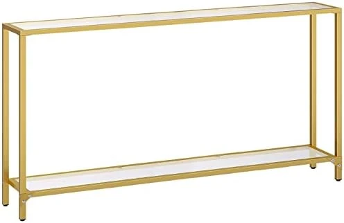 HOOBRO 39.4" Gold Console Table, Tempered Glass Sofa Table, Narrow Entryway Table, Metal Frame, Modern Style, Hallway, Living Room, GD04XG01 - Image 6