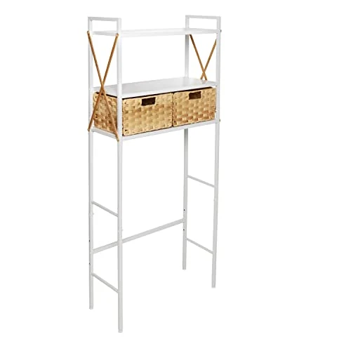 Honey-Can-Do Decorative Over-The-Toilet Space Saver With Woven Baskets BTH-09392 White - Image 2