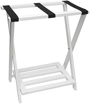 Lipper International 502W Right Height Folding Luggage Rack With Bottom Shelf, White Finish, 22 ⅞" X 13 ¾" X 27 ½" - Image 7